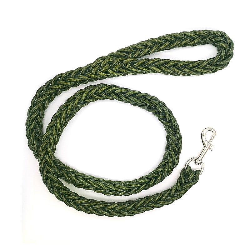 Heavy duty nylon dog leash in black and green with quick release metal clasp — view 8