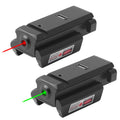 Tactical USB rechargeable airsoft pistol laser sight in black emitting a bright targeting beam