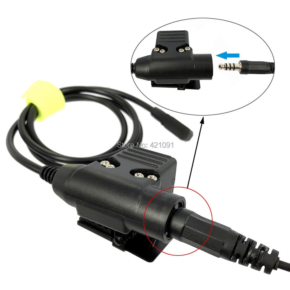 Tactical throat mic headset with acoustic tube earphone and heavy duty U94 PTT button for radios — view 6