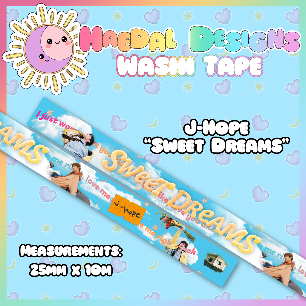 Sweet Dreams 25mm washi tape roll featuring dreamy cloud designs and aesthetic lyrics — view 9
