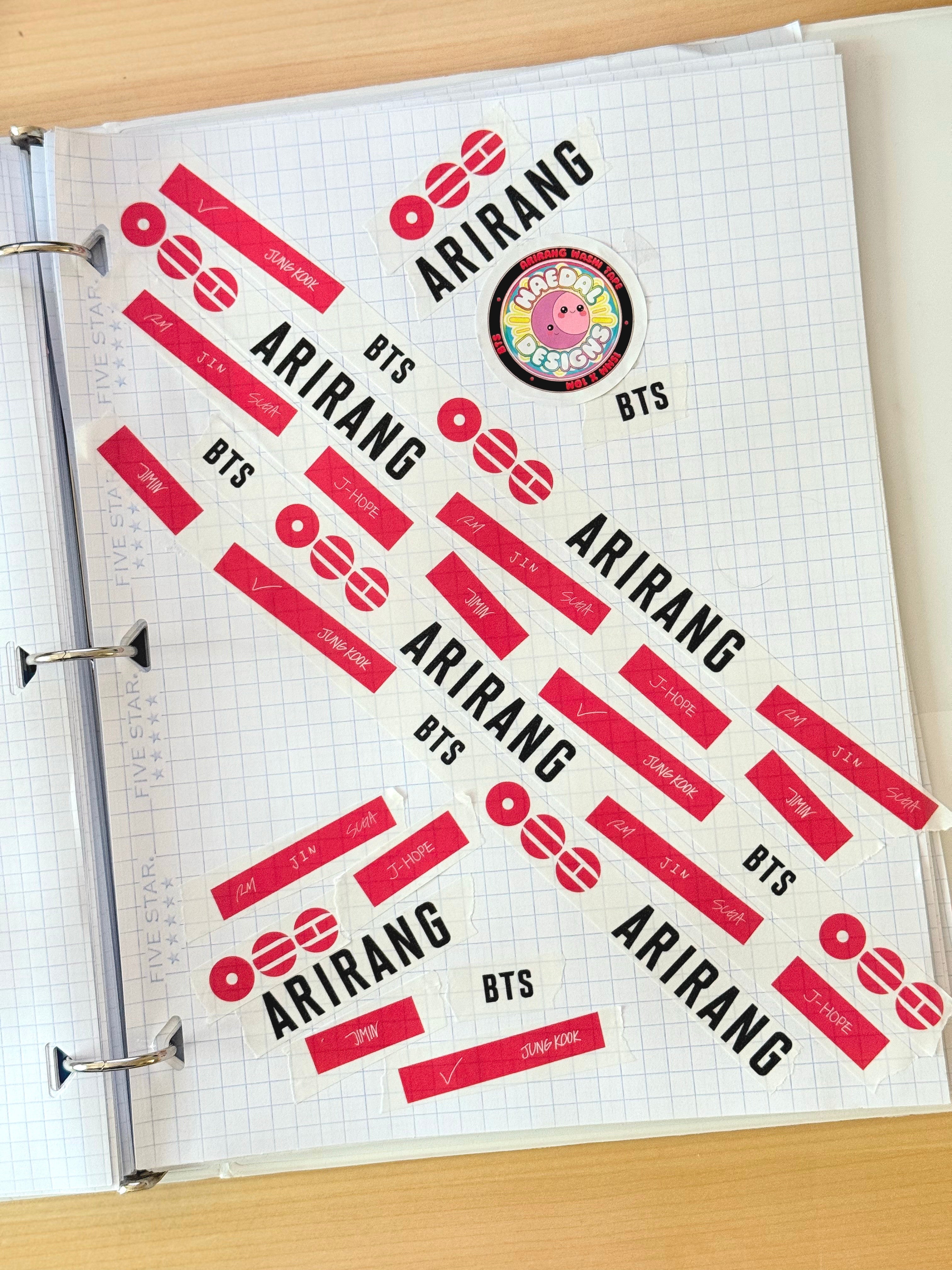 BTS Arirang washi tape roll featuring striking red graphics for scrapbooking and journal decoration — view 7