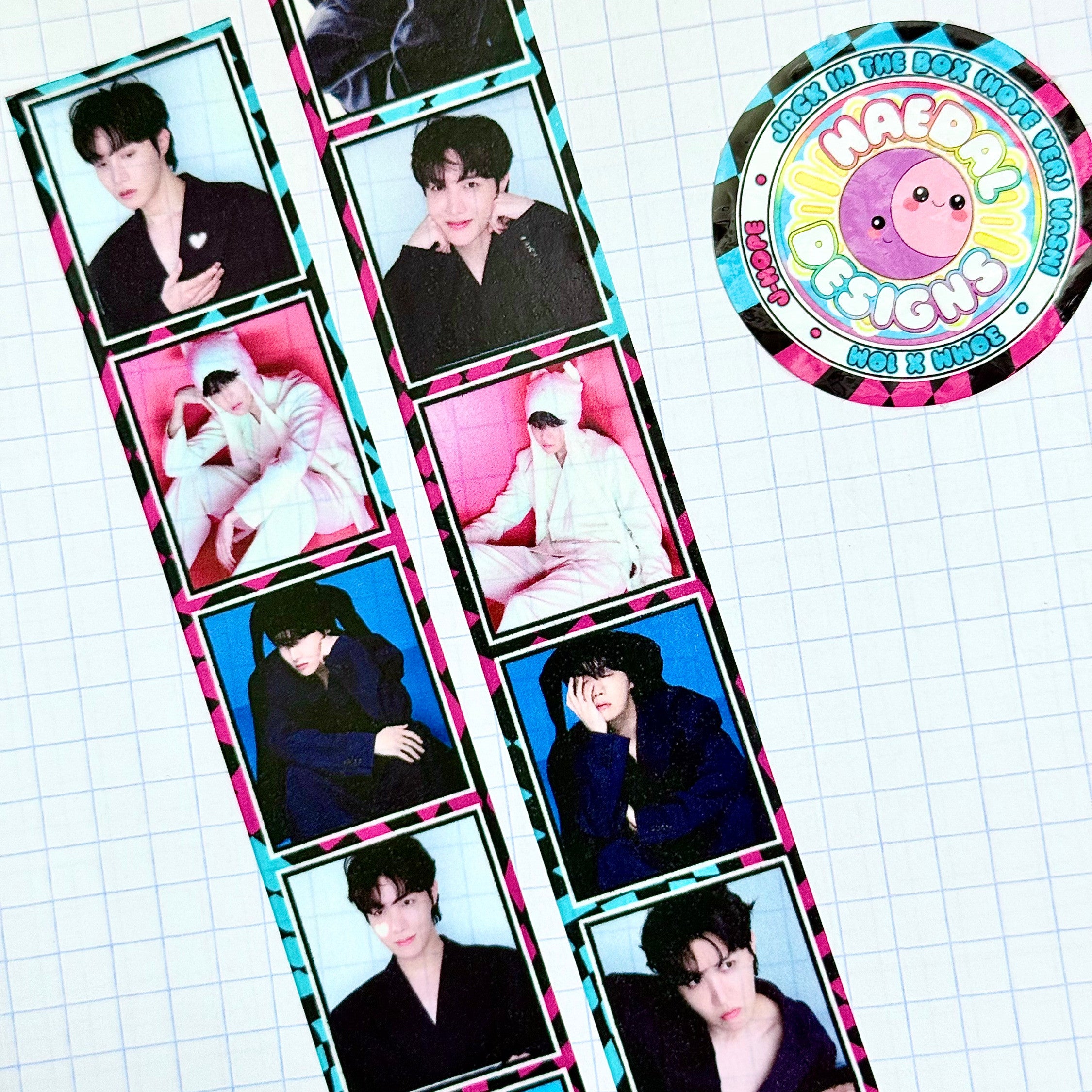 Wide 30mm J-Hope Jack in the Box glossy washi tape roll for journaling and scrapbooking. — view 3