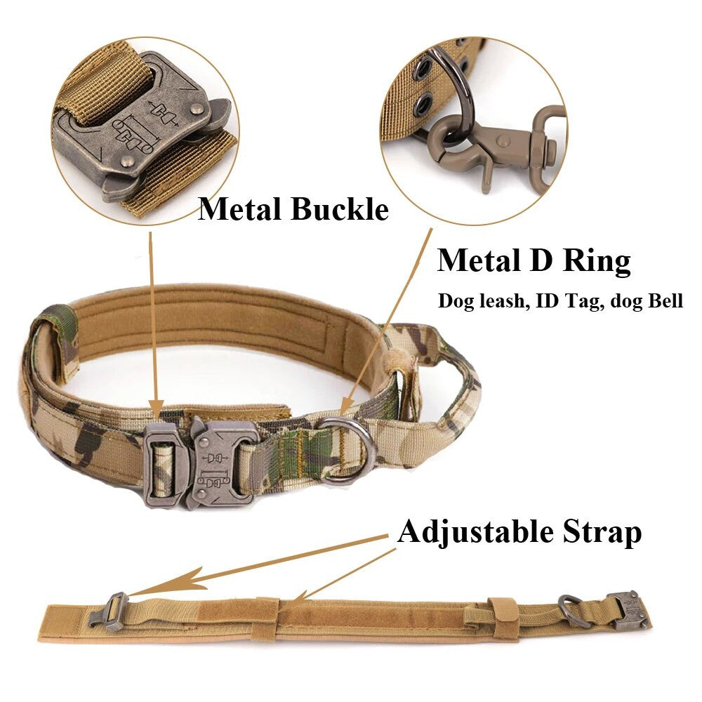 Military dog harness and leash kit in solid color nylon with padded tactical vest. — view 3