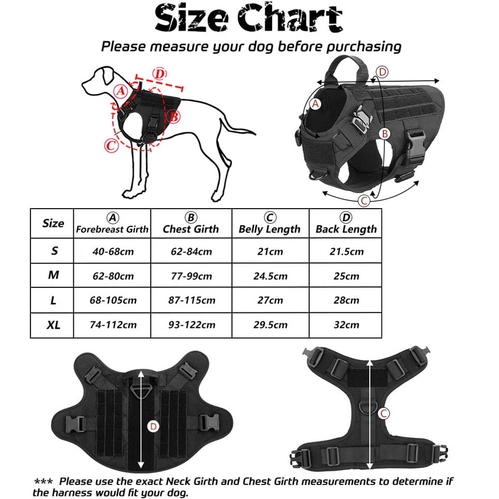 Military dog harness and leash kit in solid color nylon with padded tactical vest. — view 2
