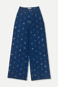 Botanic Print Blue Denim Jeans-0