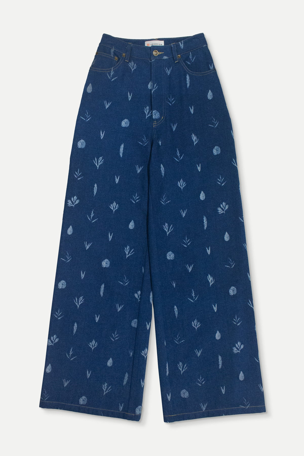 Botanic Print Blue Denim Jeans-0
