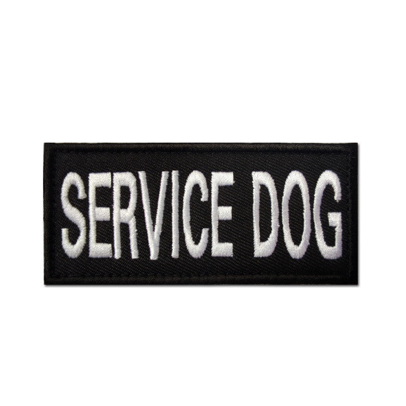 Embroidered rectangular service dog velcro patch with high visibility text for pet carriers and harnesses — view 9
