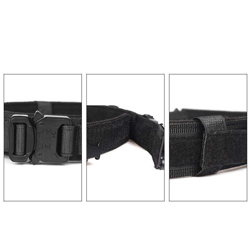 Tactical AirTag dog collar in solid color nylon with quick release buckle and tracker holder — view 4