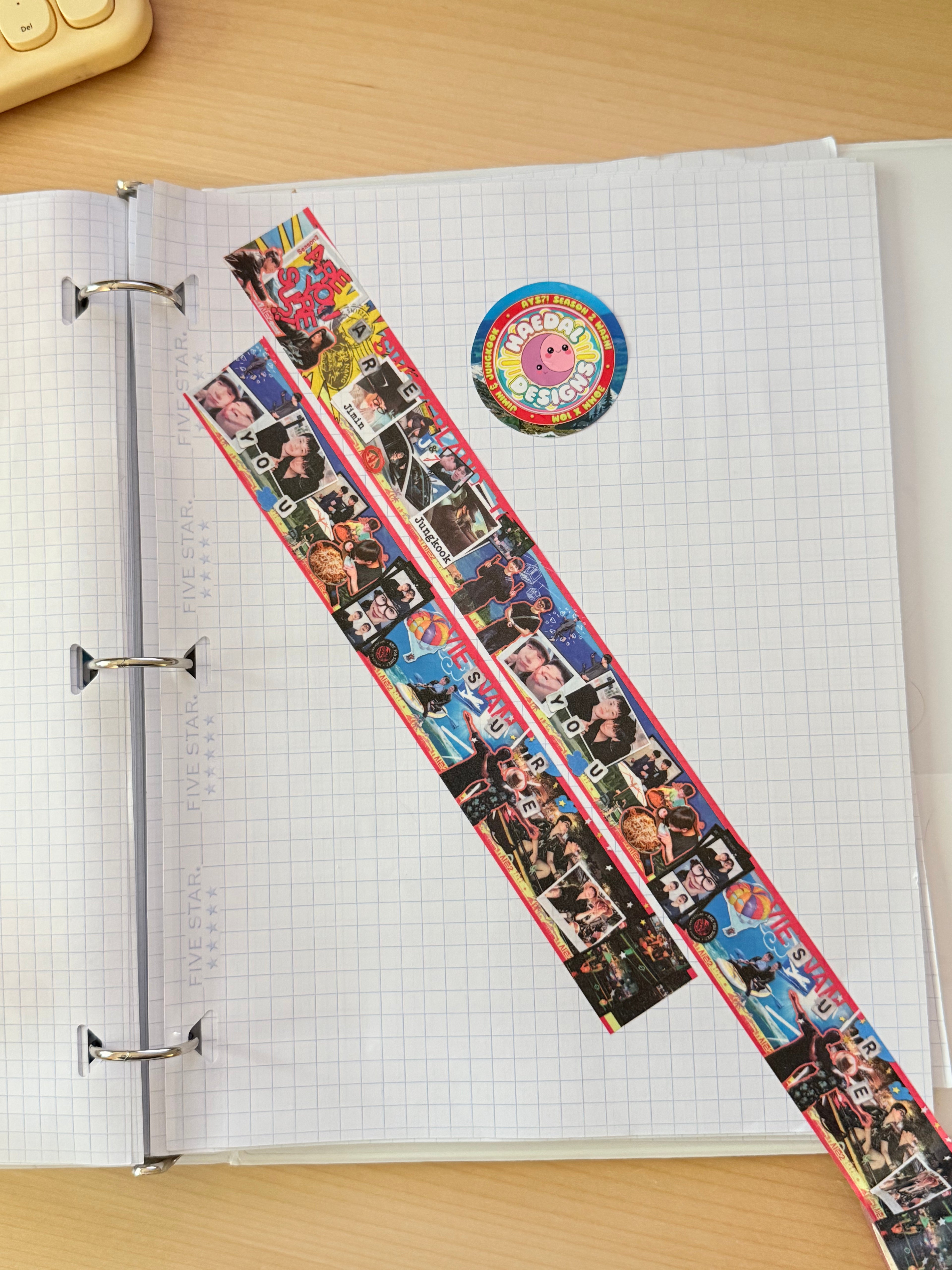 Extra wide 30mm Jimin and Jungkook decorative washi tape roll for aesthetic scrapbooking and journaling — view 3