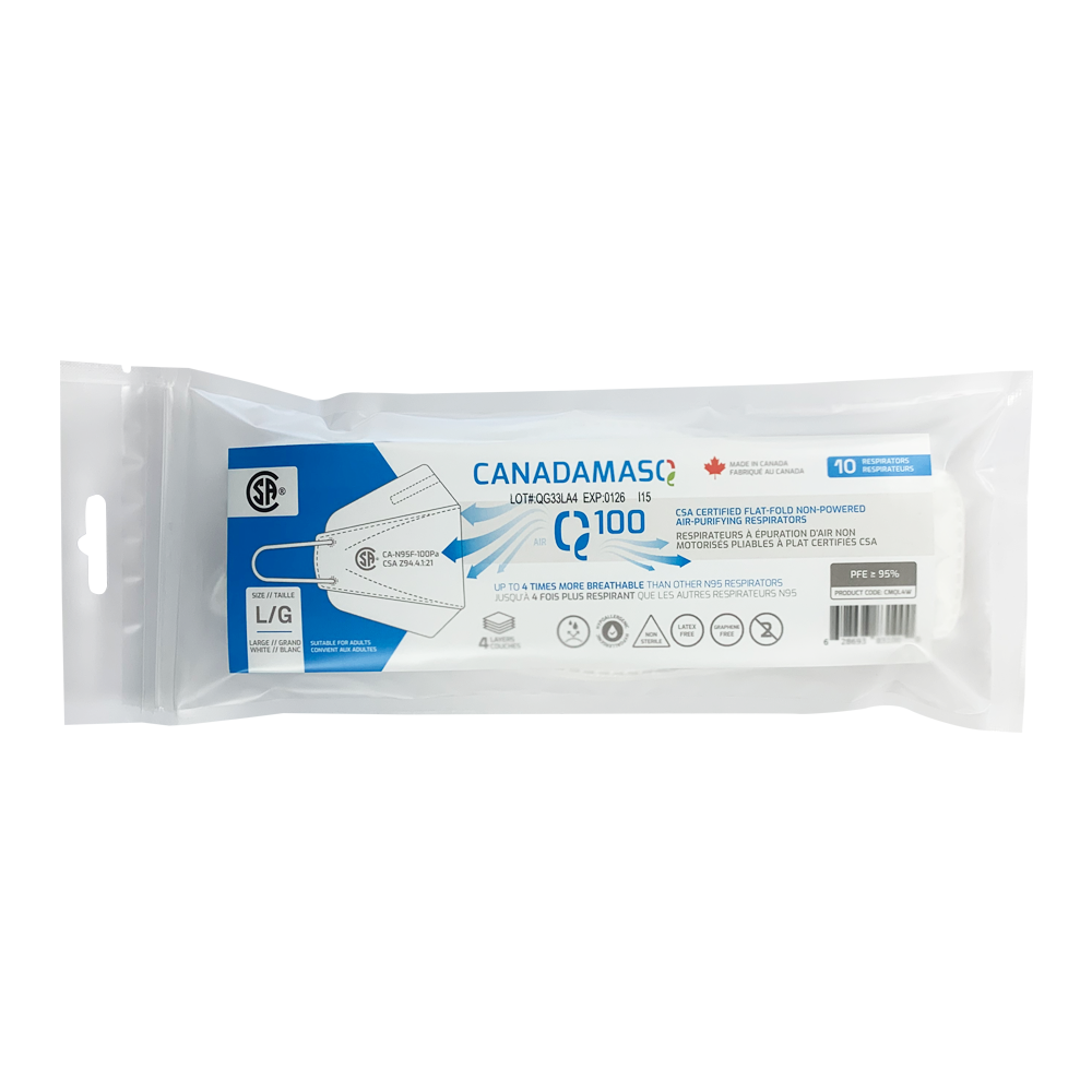 OPSWA Q100 CSA Certified CA-N95 Respirator - White (Pack of 10)-3
