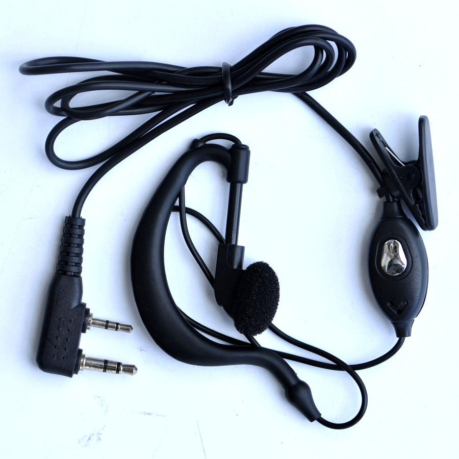 Black 2-pin security earpiece microphone with acoustic tube and push-to-talk button — view 6