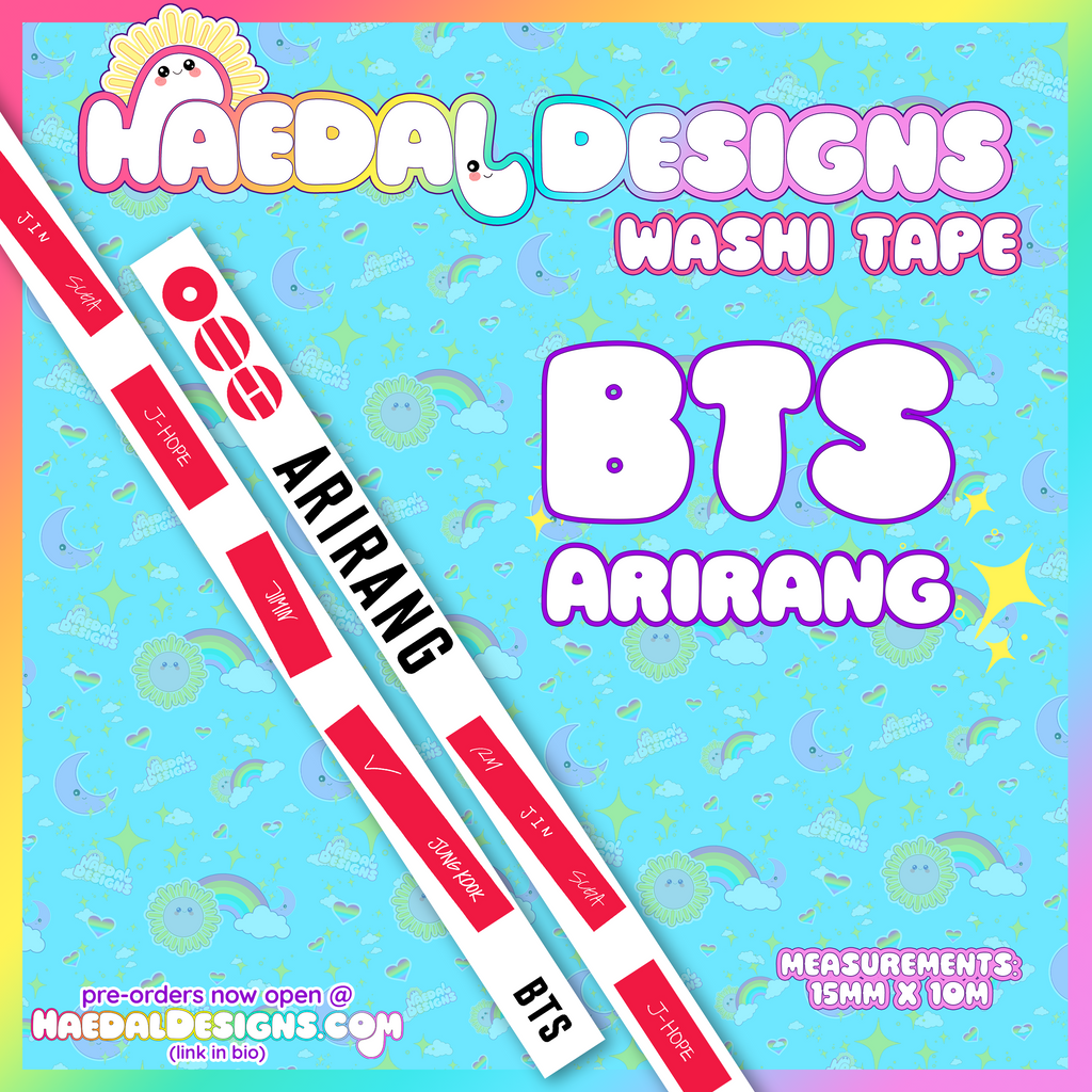 BTS Arirang washi tape roll featuring striking red graphics for scrapbooking and journal decoration — view 8
