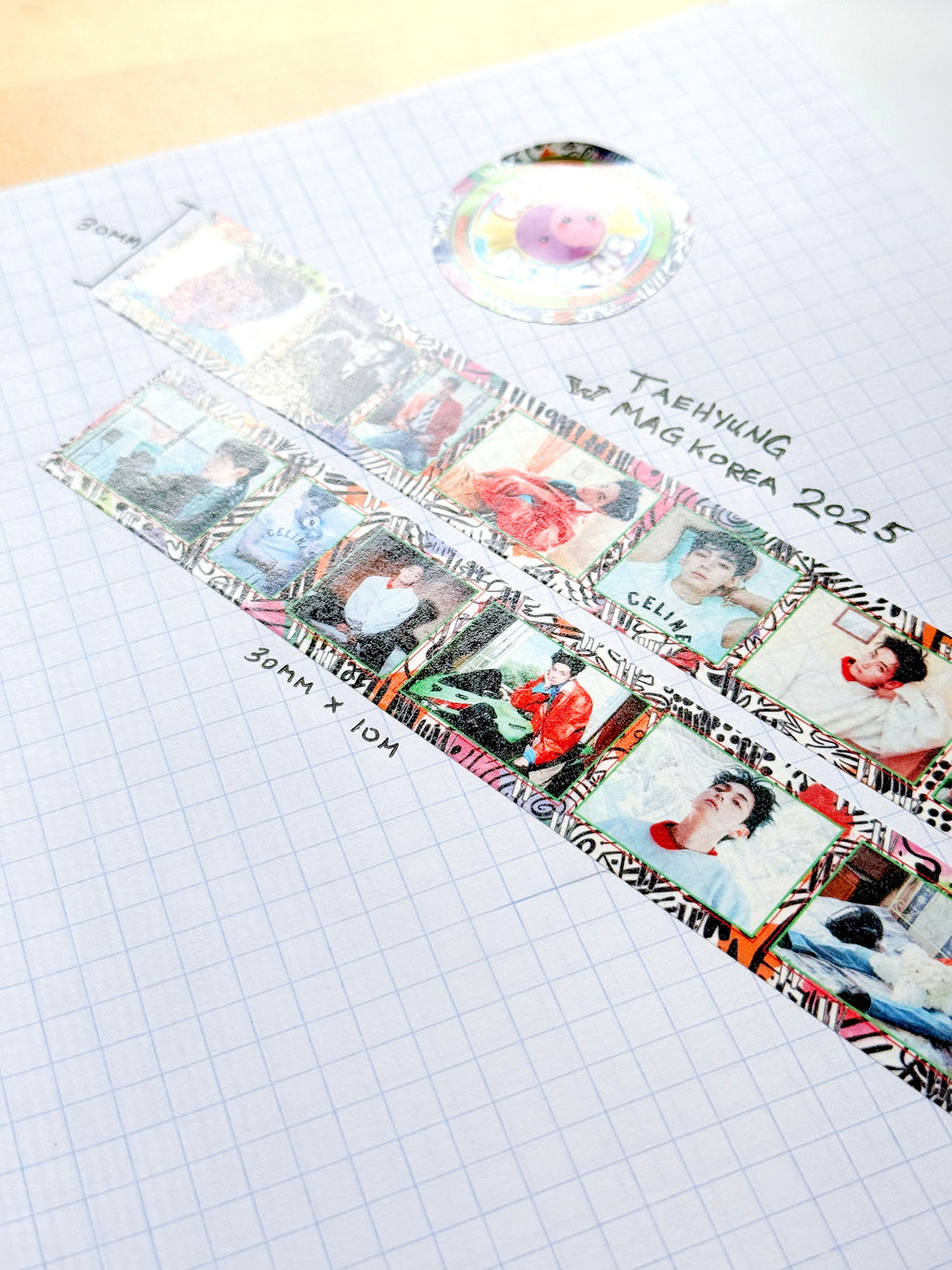 Taehyung W Korea 2025 washi tape roll featuring colorful editorial fashion designs and graffiti borders — view 4