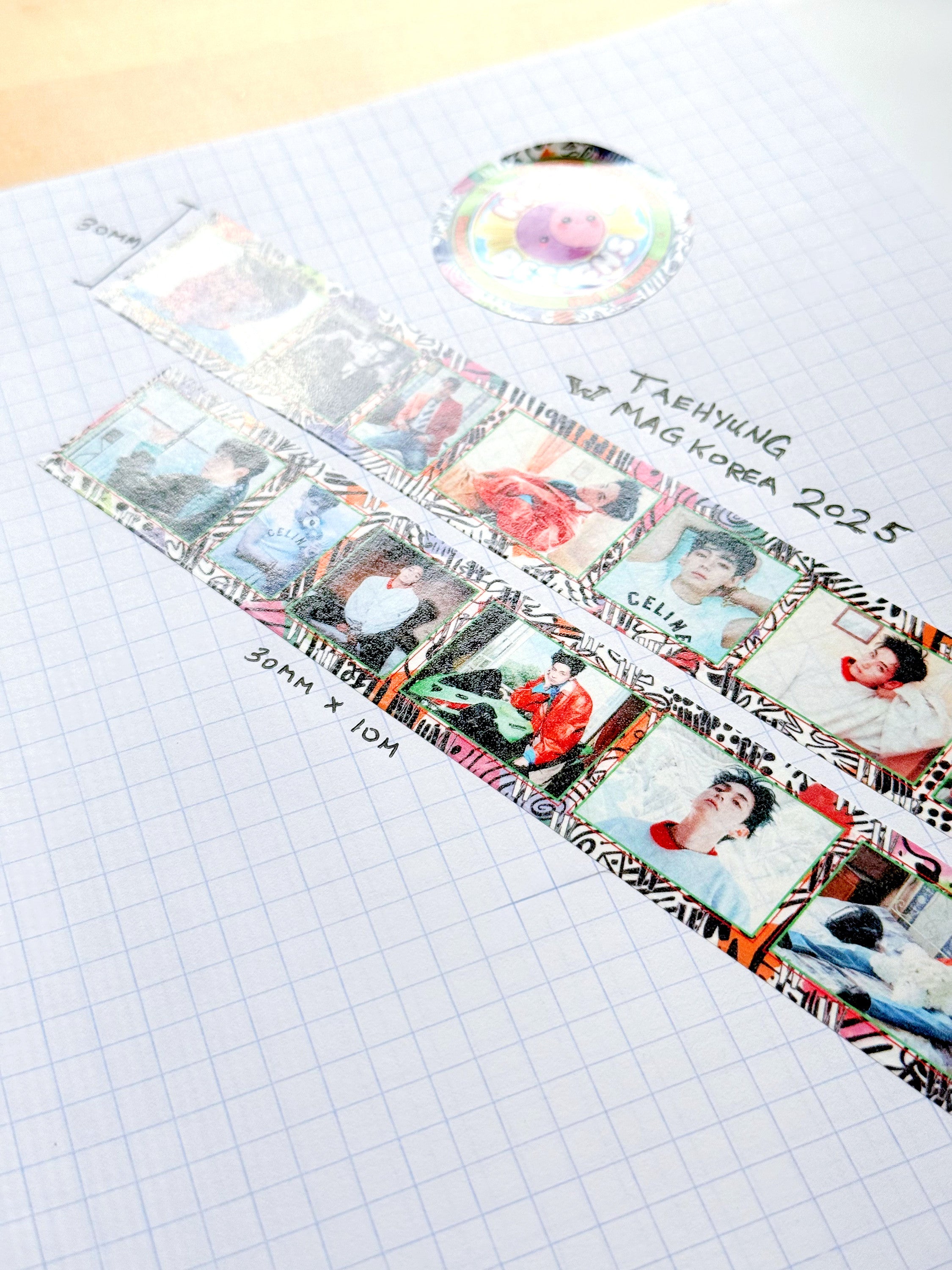 Taehyung W Korea 2025 washi tape roll featuring colorful editorial fashion designs and graffiti borders — view 4