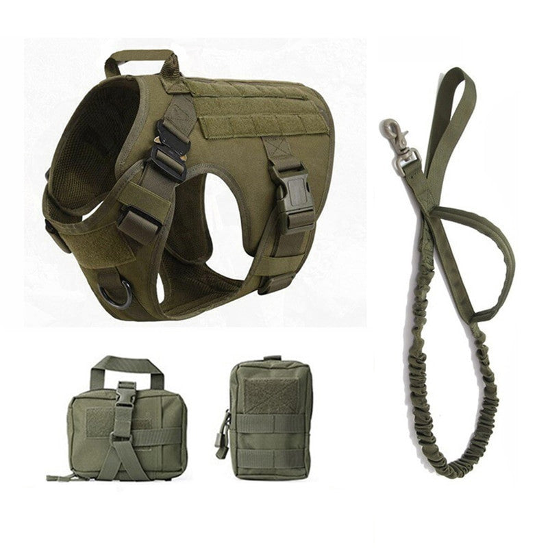 Military tactical dog harness in heavy-duty nylon featuring adjustable straps and a padded vest design — view 26