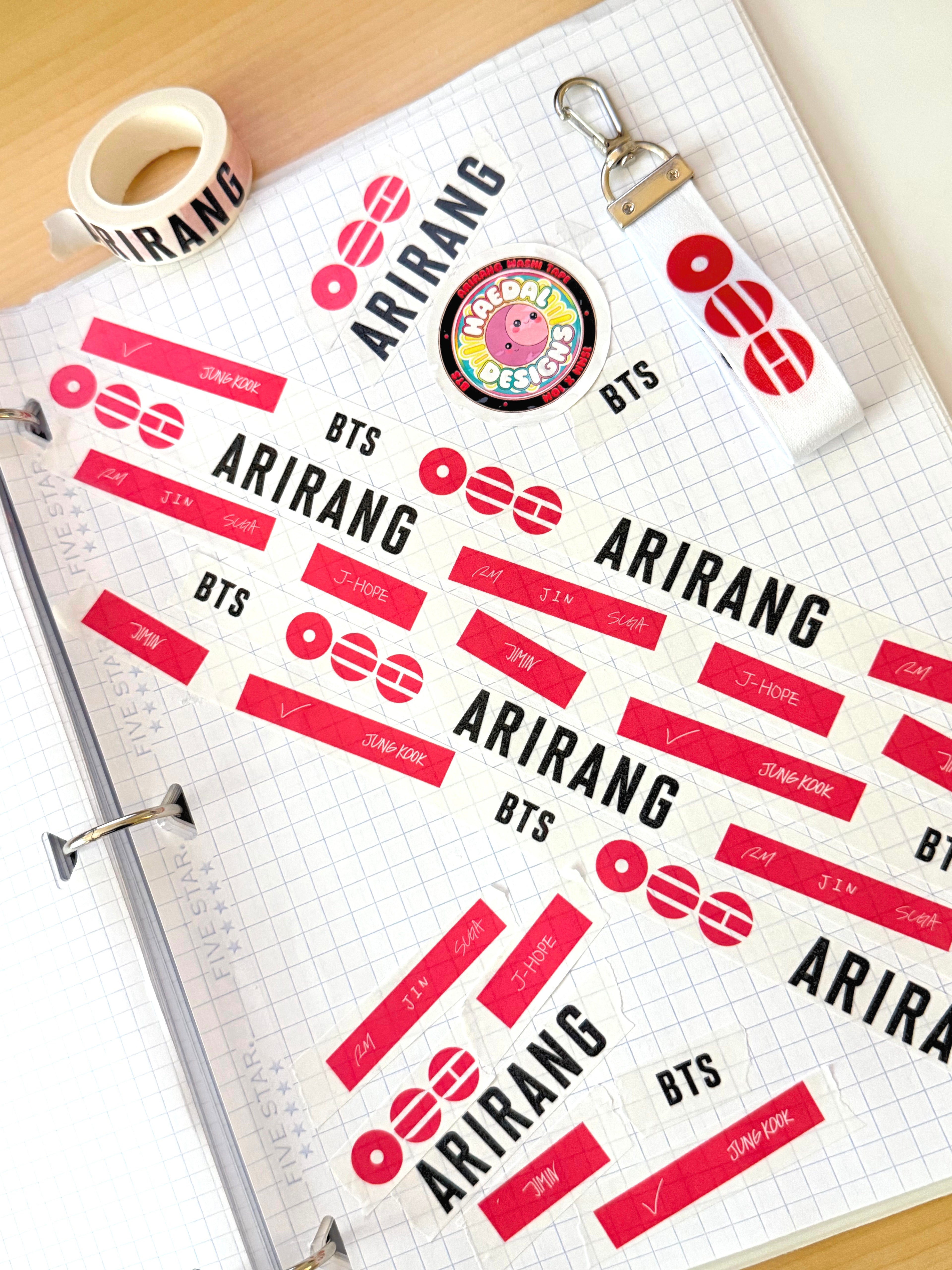 BTS Arirang washi tape roll featuring striking red graphics for scrapbooking and journal decoration — view 5