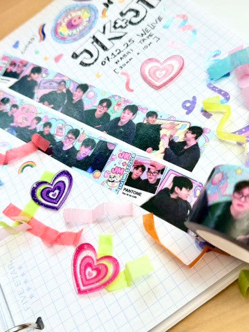 JK and JM 30mm washi tape roll featuring pastel candycore doodles and kawaii aesthetic prints — view 4