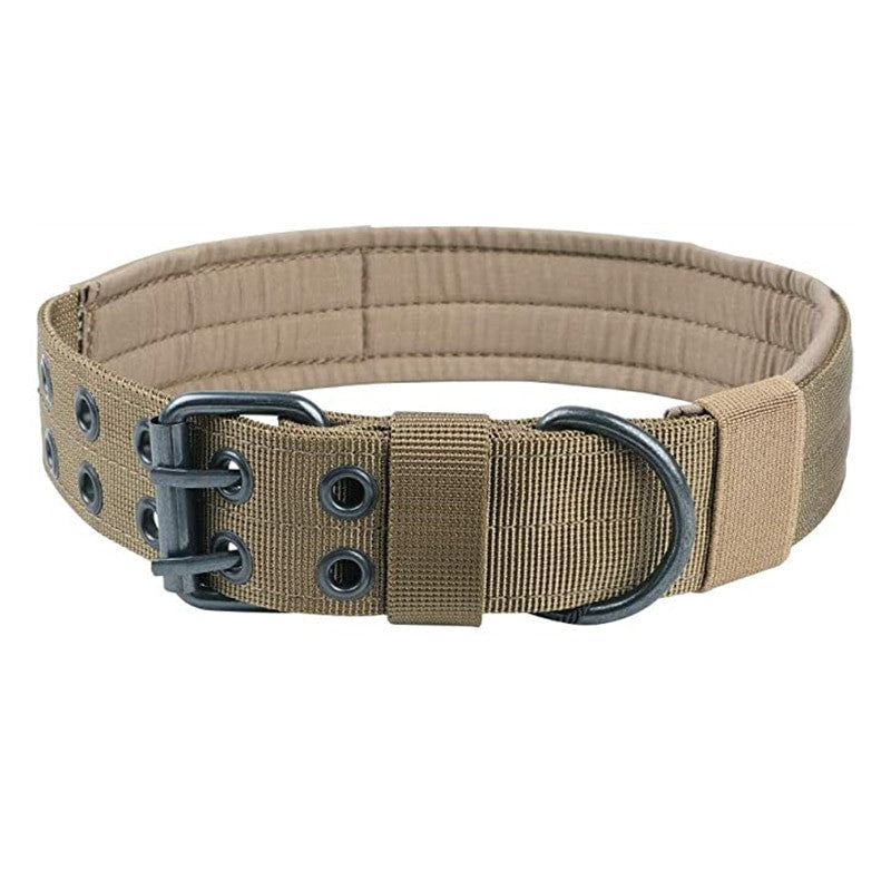 Durable tactical dog collar and leash set in heavy duty nylon with secure metal double buckle — view 9