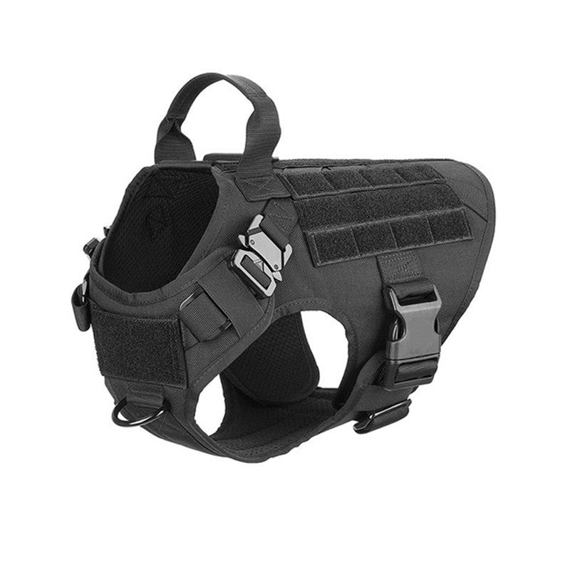 Military tactical dog harness in heavy-duty nylon featuring adjustable straps and a padded vest design — view 9