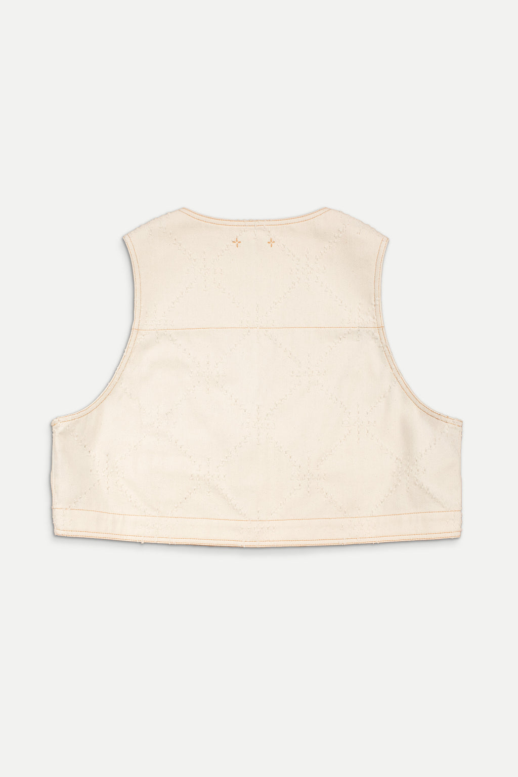 Art of Mending Texture Ecru Denim Vest-1