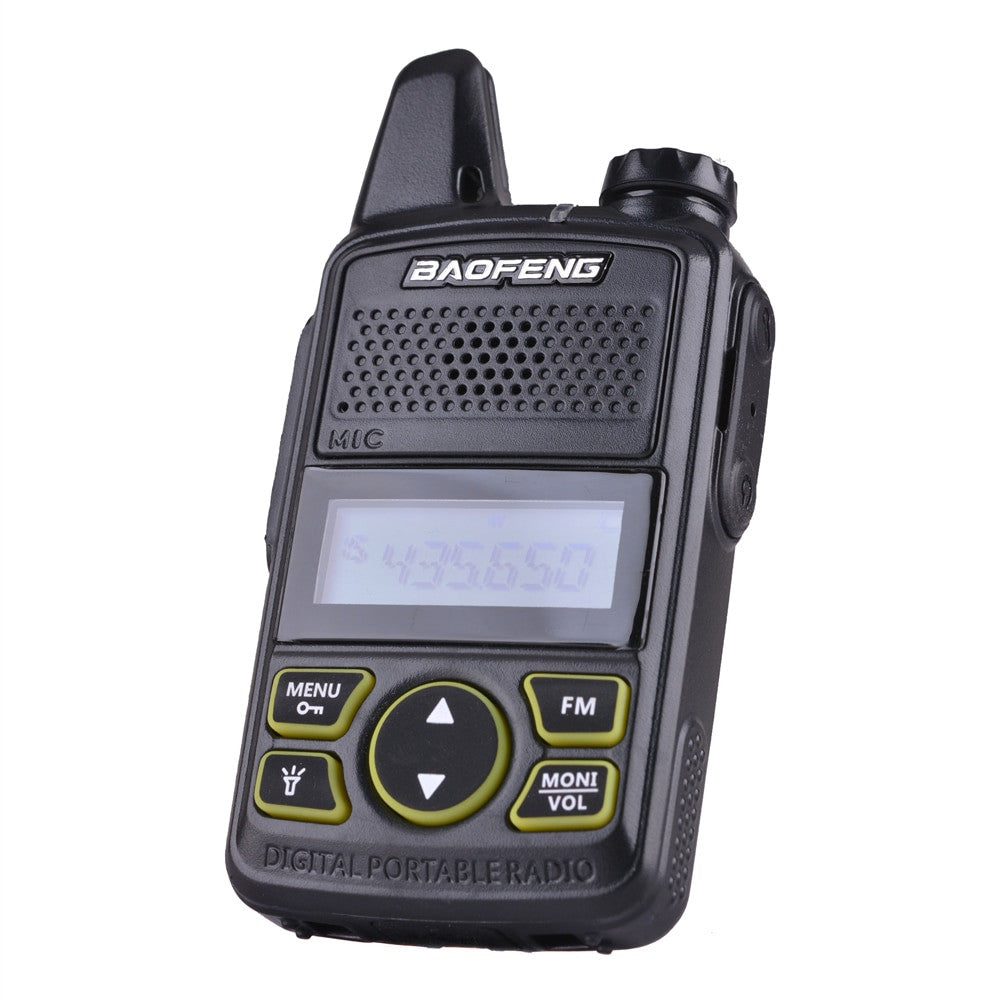 Black two-way radio earpiece headset with microphone and standard Y-port connection wire for hands-free use — view 2