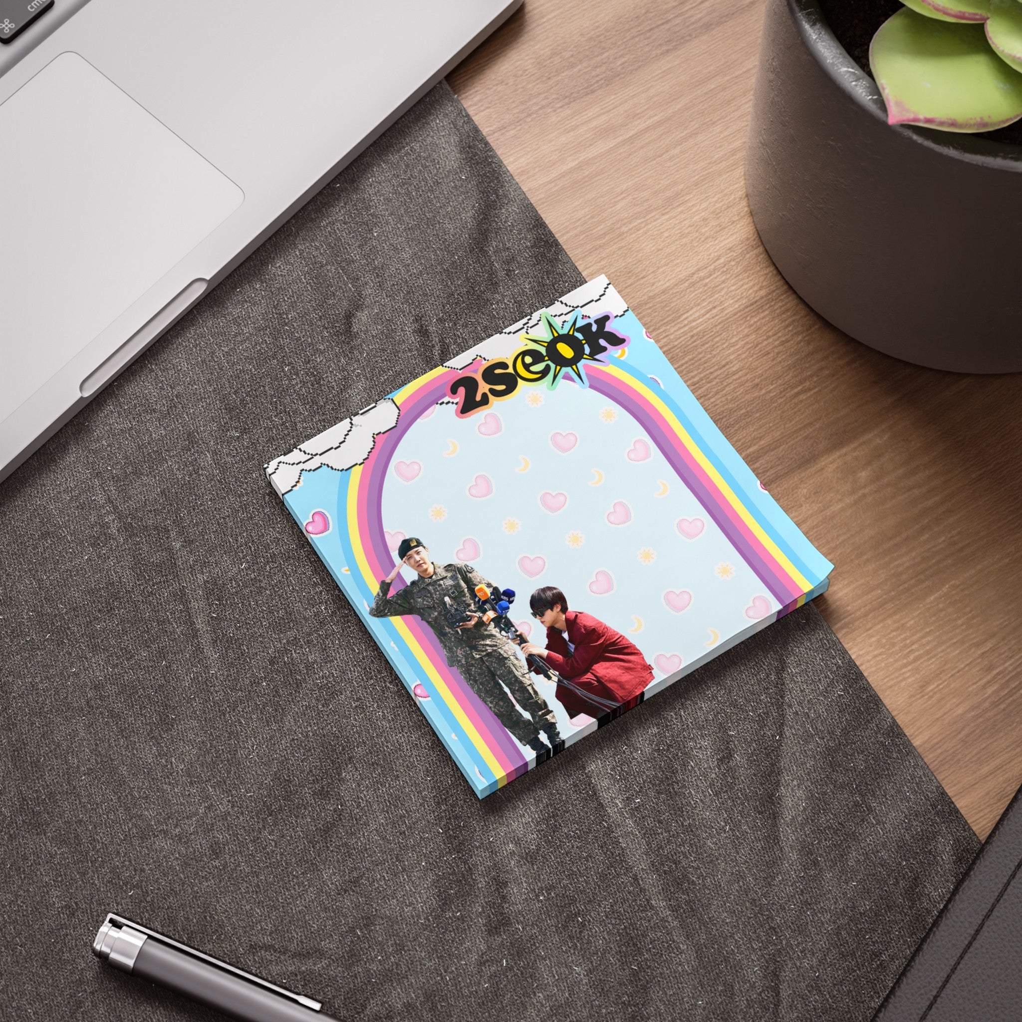 2Seok J-Day Reunion adhesive sticky notes featuring light blue BTS design with rainbows and clouds — view 7