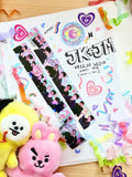 JK and JM 30mm washi tape roll featuring pastel candycore doodles and kawaii aesthetic prints