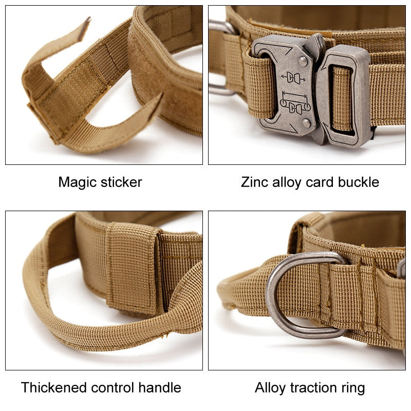 Heavy duty tactical dog collar set made of solid nylon with quick release buckle — view 5
