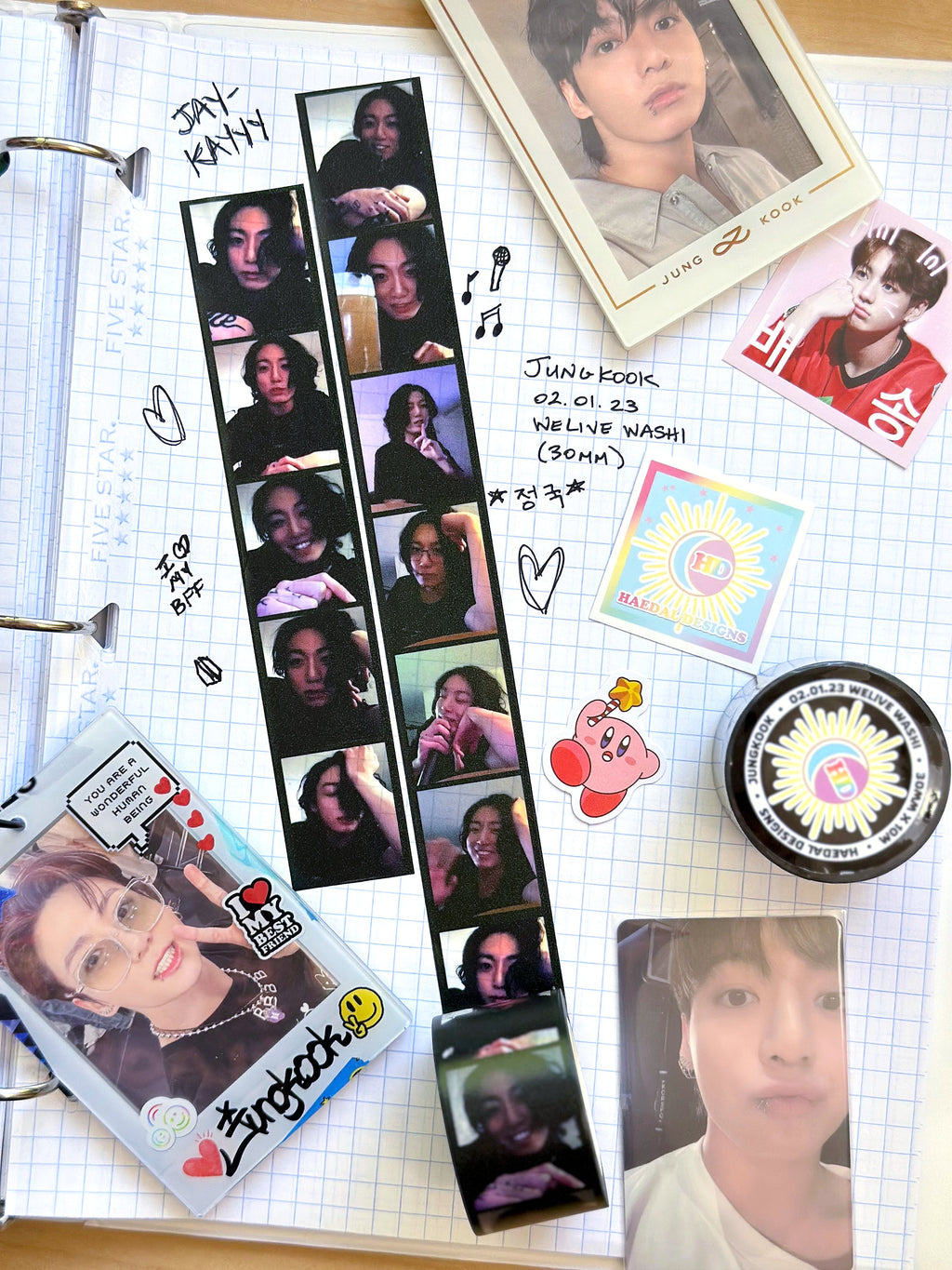 Jungkook WeLive 30mm decorative washi tape roll featuring 11 high-quality printed broadcast images. — view 5