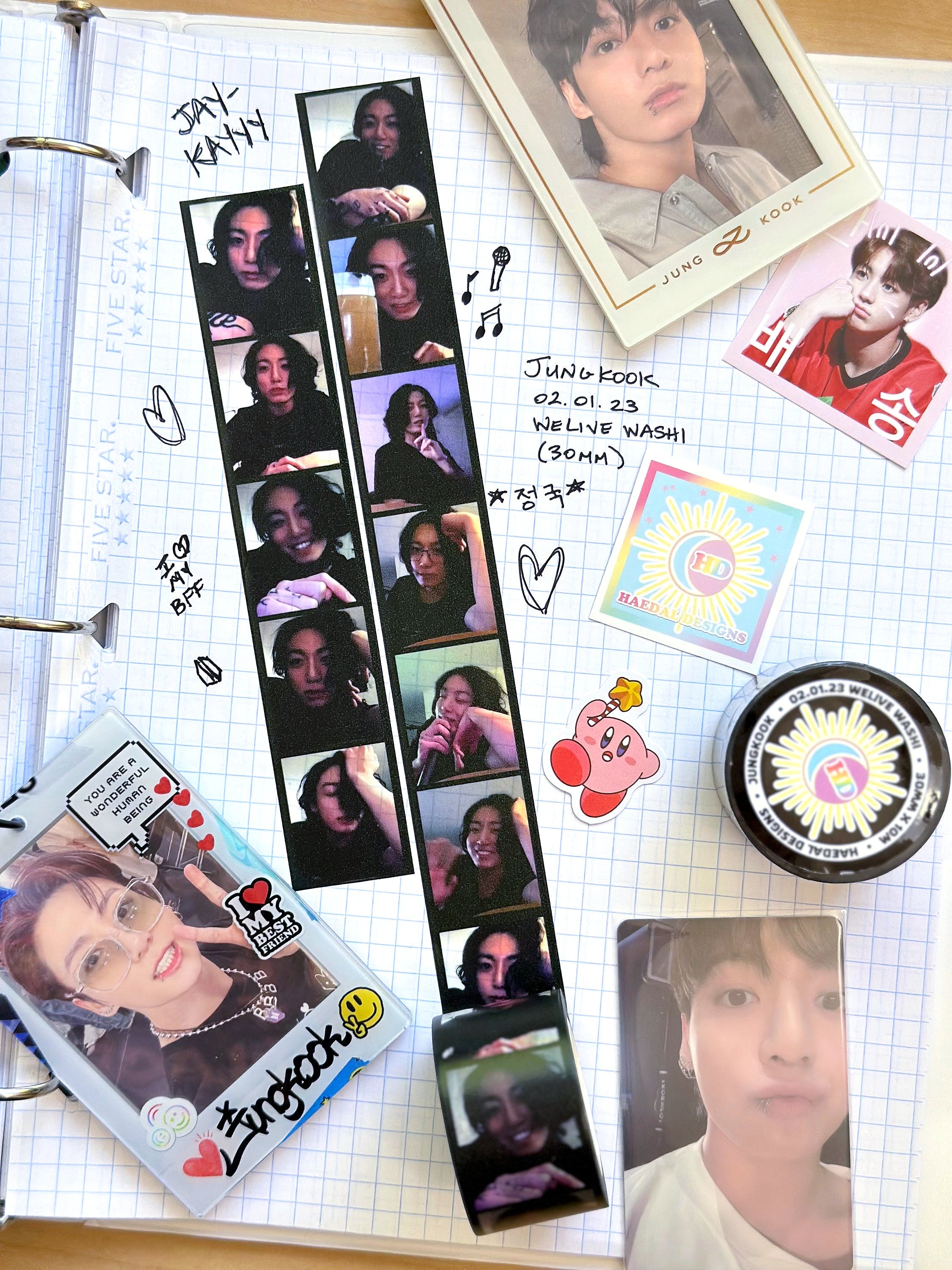 Jungkook WeLive 30mm decorative washi tape roll featuring 11 high-quality printed broadcast images. — view 5