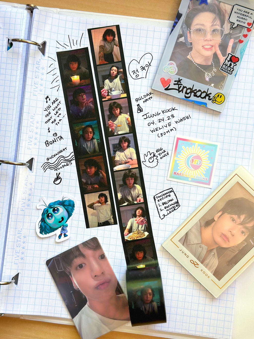 Jungkook WeLive 30mm washi tape roll featuring printed memes for scrapbooking and planner decoration — view 4