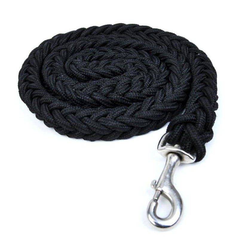Heavy duty nylon dog leash in black and green with quick release metal clasp — view 2