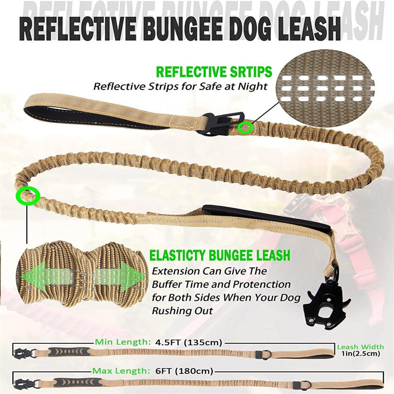 4 in 1 shock absorbing dog leash made of durable nylon with reflective stitching — view 2