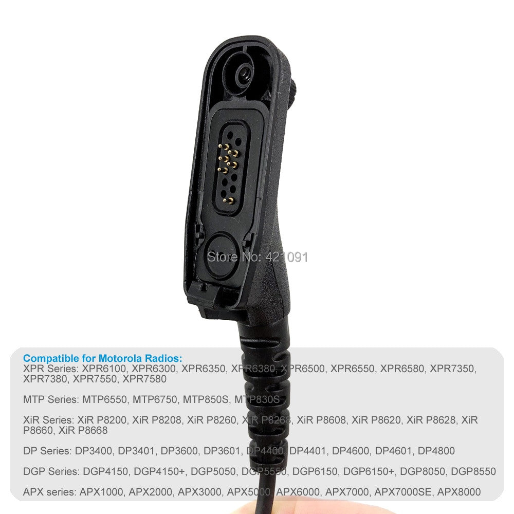 Tactical throat mic headset with acoustic tube earphone and heavy duty U94 PTT button for radios — view 3