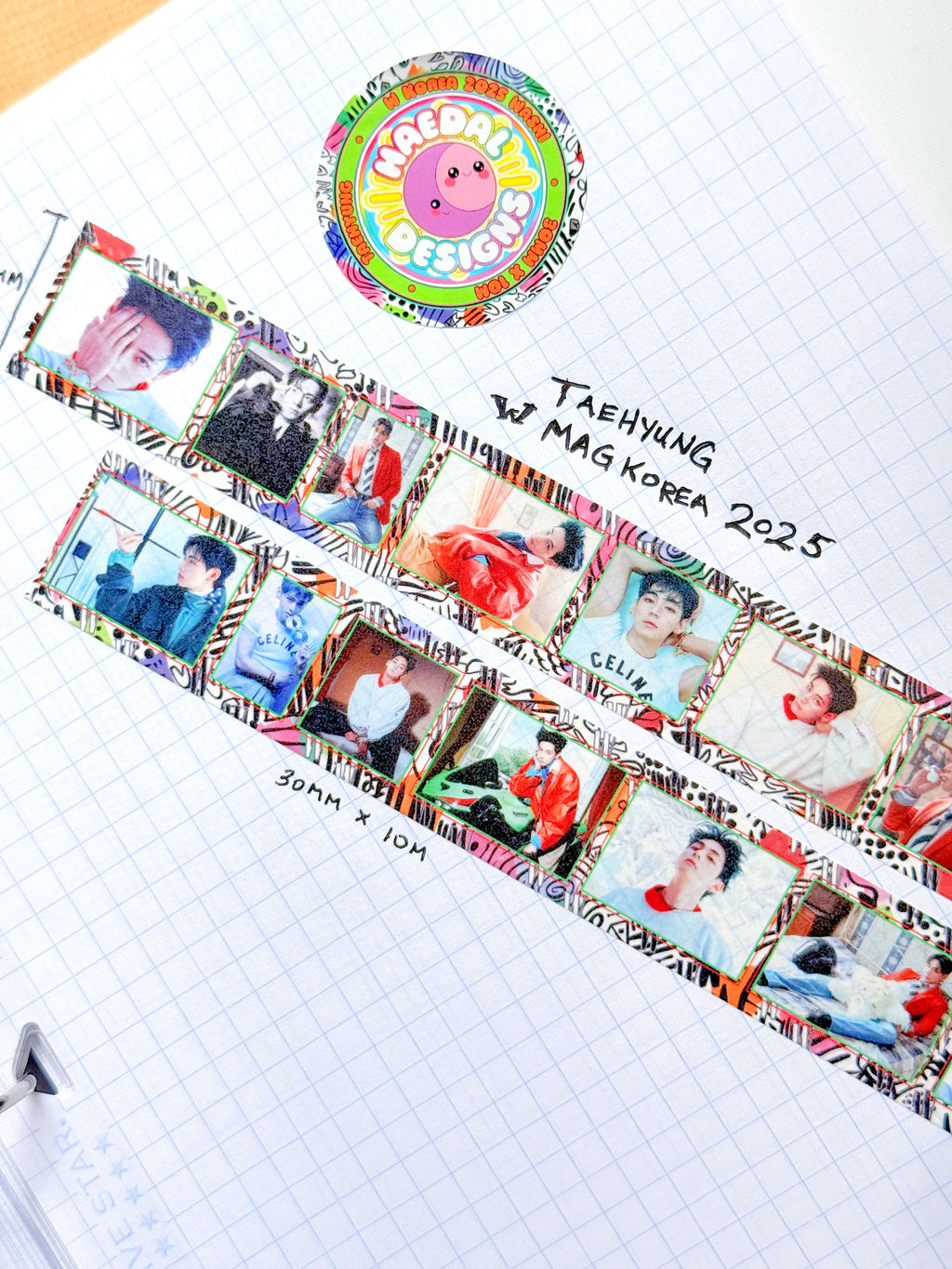 Taehyung W Korea 2025 washi tape roll featuring colorful editorial fashion designs and graffiti borders