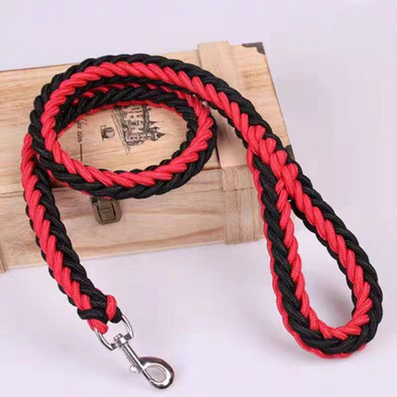 Heavy duty nylon dog leash in black and green with quick release metal clasp — view 18