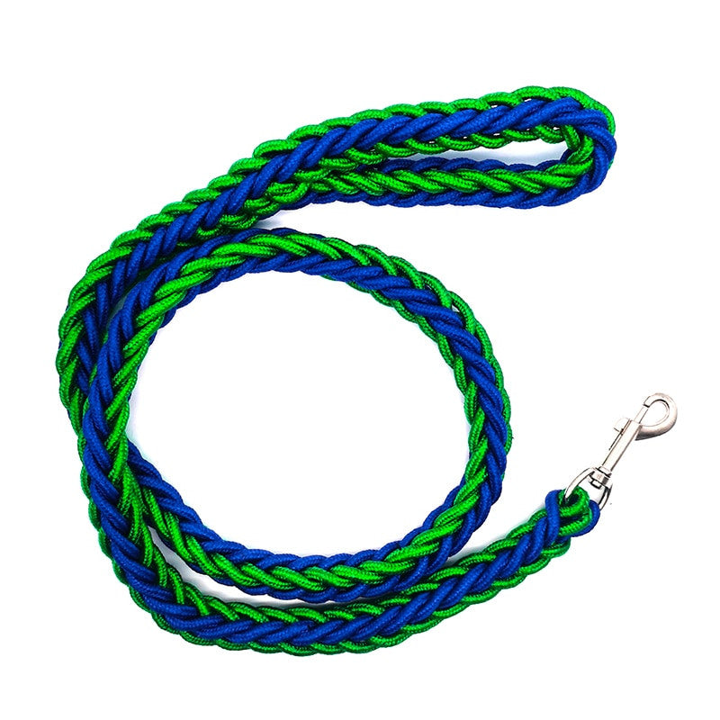 Heavy duty nylon dog leash in black and green with quick release metal clasp — view 12