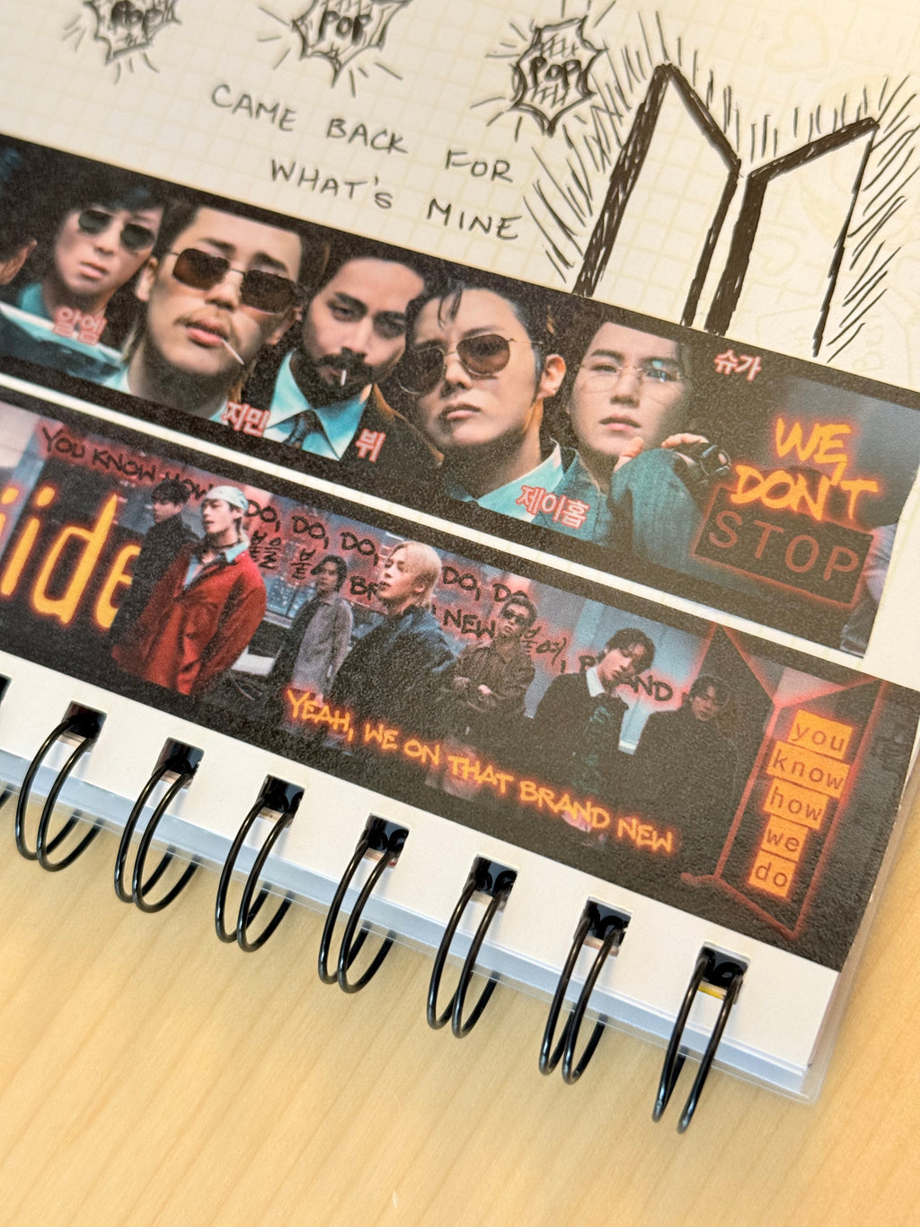 BTS 2.0 Washi Tape roll featuring a wide 30mm dark cinematic design for K-pop journaling — view 3