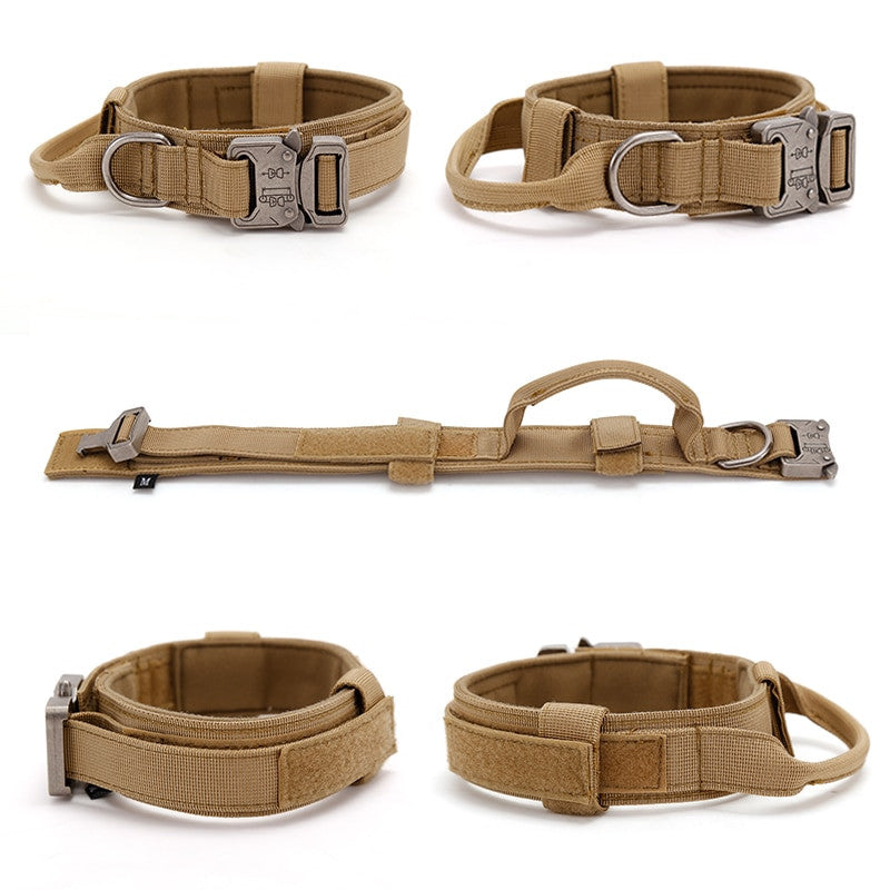 Heavy duty tactical dog collar set made of solid nylon with quick release buckle — view 6