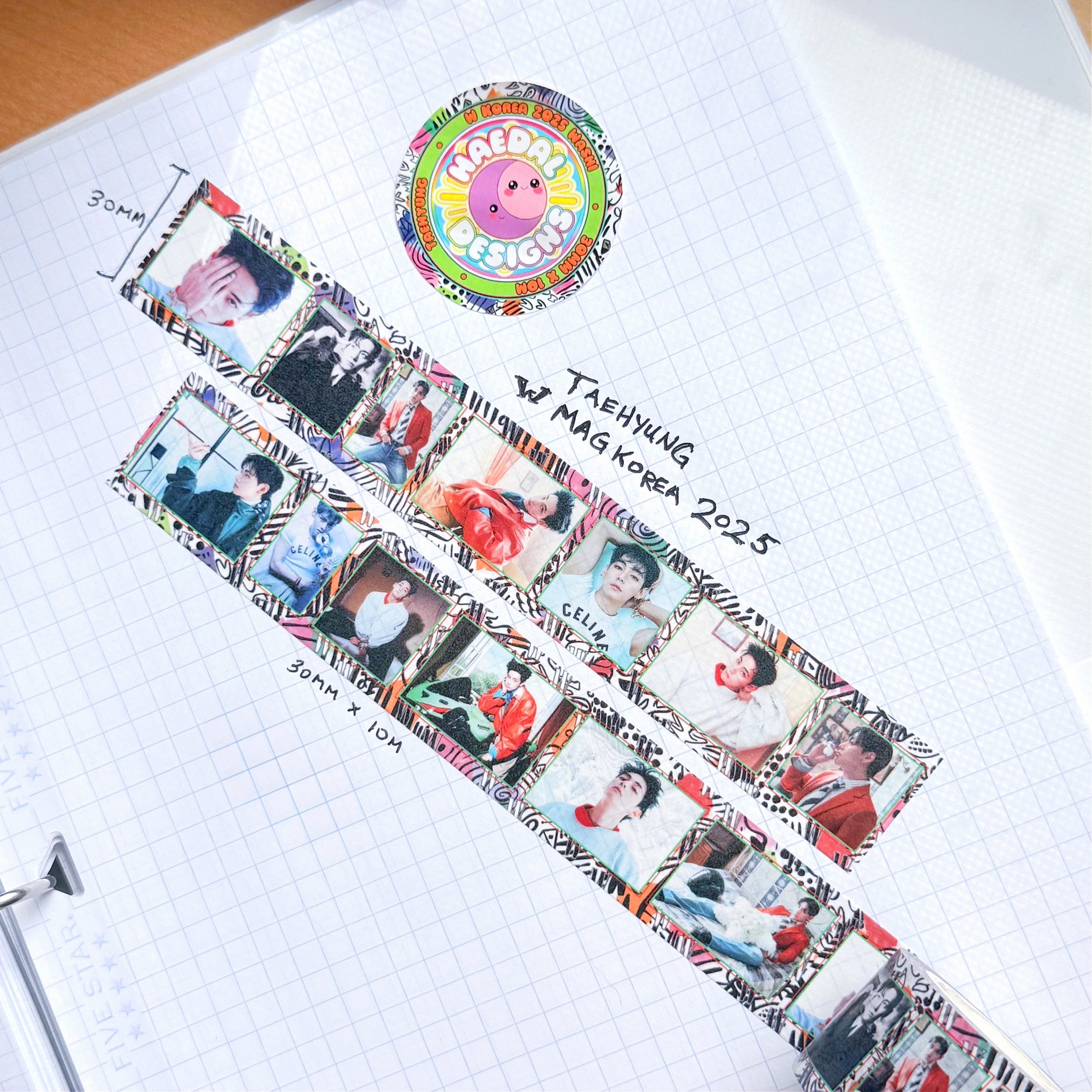 Taehyung W Korea 2025 washi tape roll featuring colorful editorial fashion designs and graffiti borders — view 2
