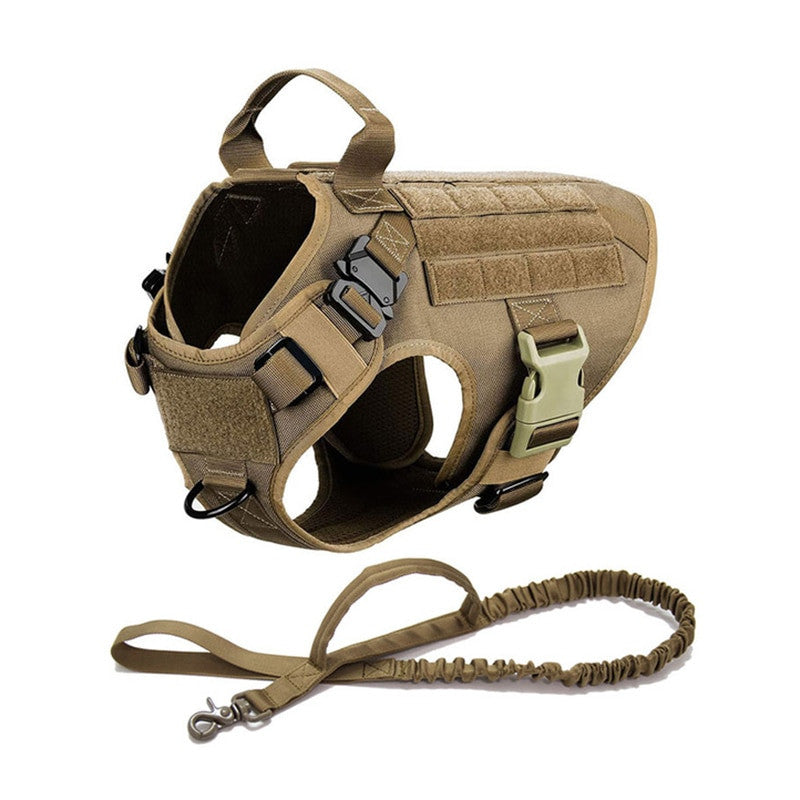 Military tactical dog harness in heavy-duty nylon featuring adjustable straps and a padded vest design — view 15
