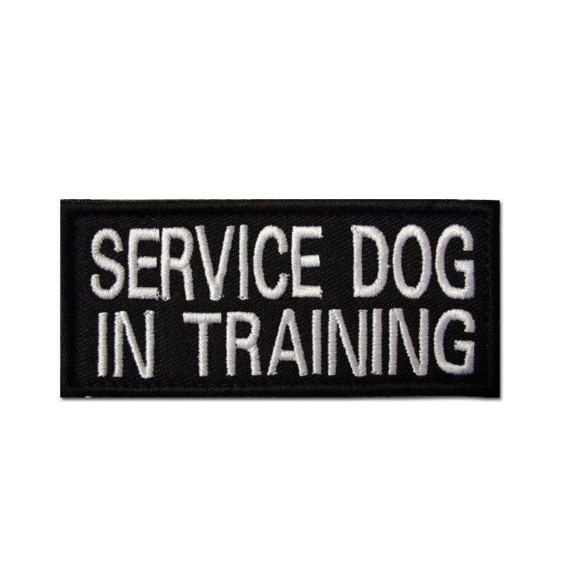 Embroidered rectangular service dog velcro patch with high visibility text for pet carriers and harnesses — view 10