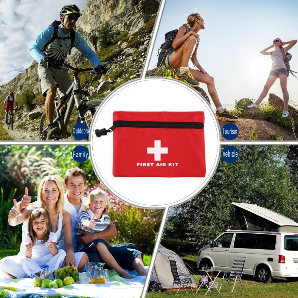 Mini car first aid kit in a compact nylon travel pouch for emergency survival — view 2