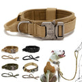 Heavy duty tactical dog collar set made of solid nylon with quick release buckle