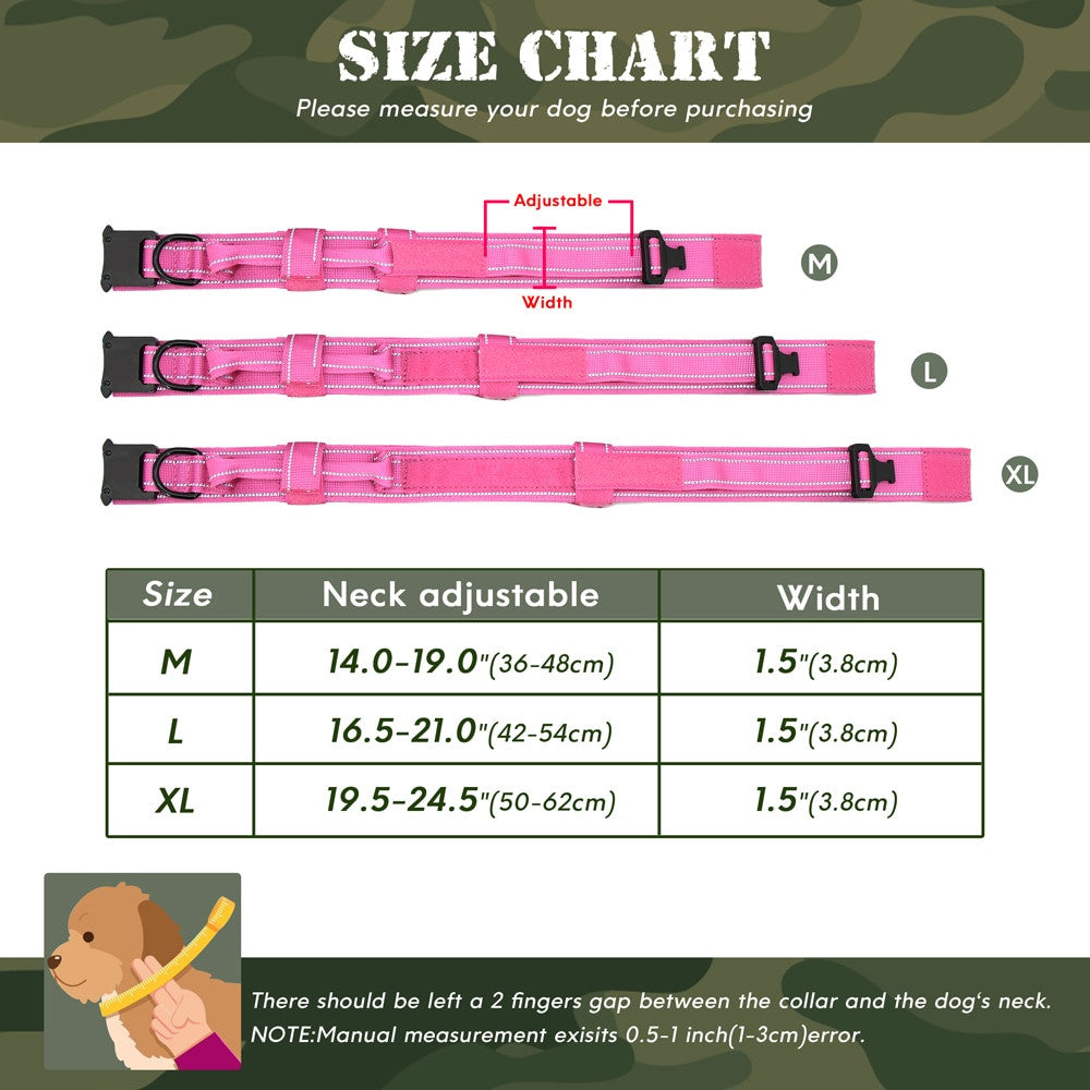 Personalized military tactical dog collar made of durable padded nylon with a quick control handle — view 6
