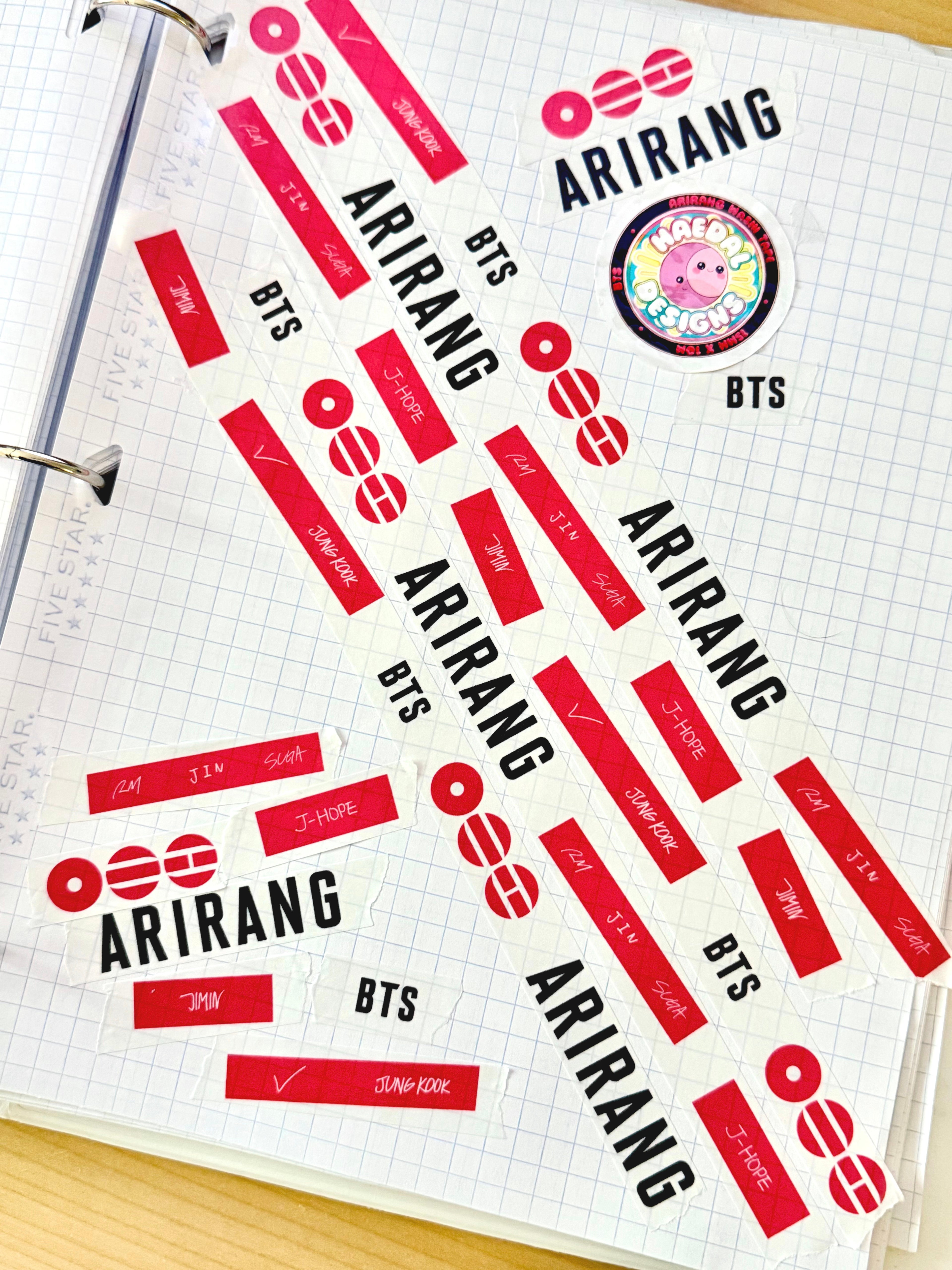 BTS Arirang washi tape roll featuring striking red graphics for scrapbooking and journal decoration — view 3