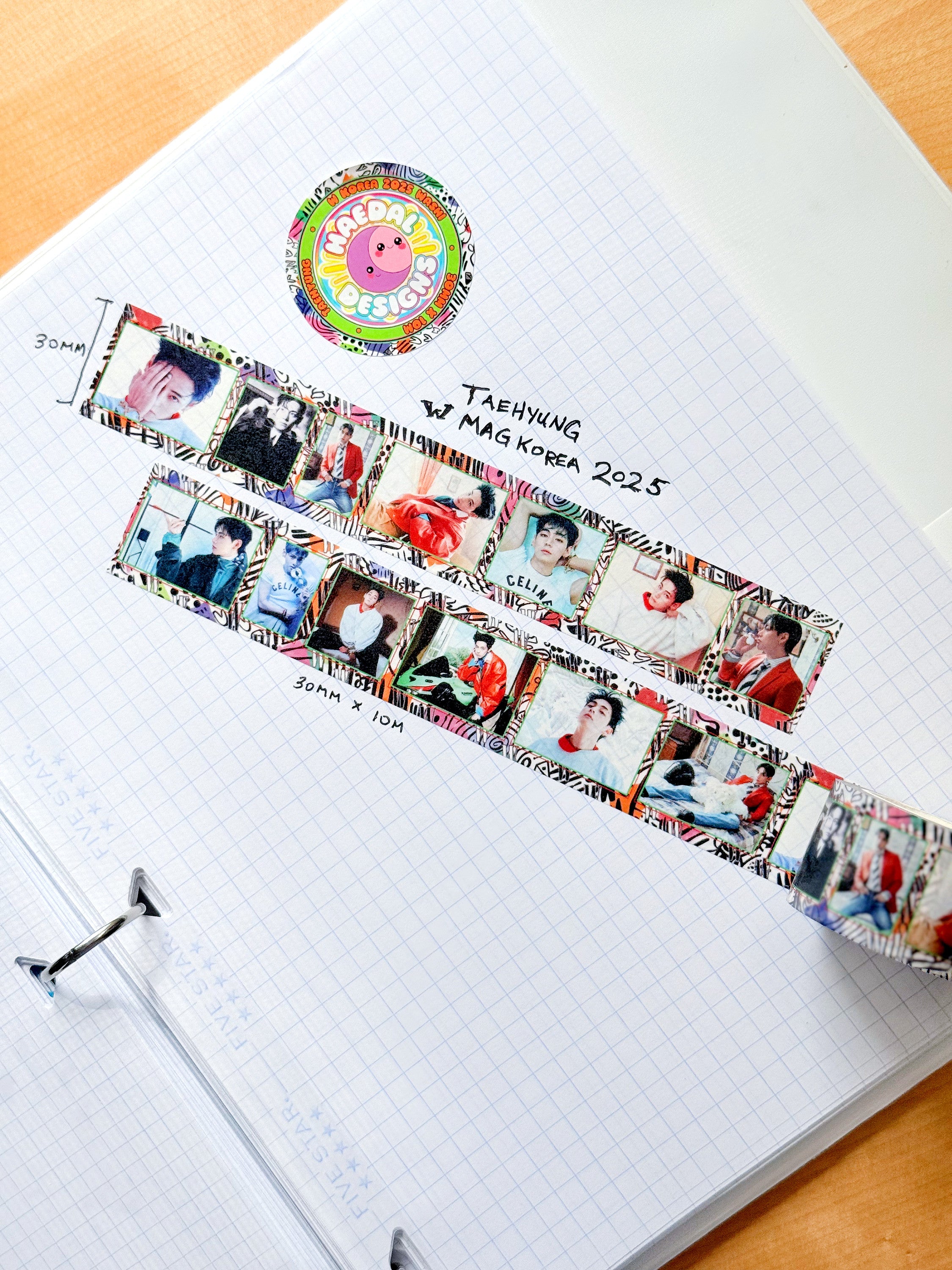 Taehyung W Korea 2025 washi tape roll featuring colorful editorial fashion designs and graffiti borders — view 3