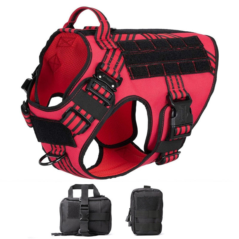 Military tactical dog harness in heavy-duty nylon featuring adjustable straps and a padded vest design — view 17