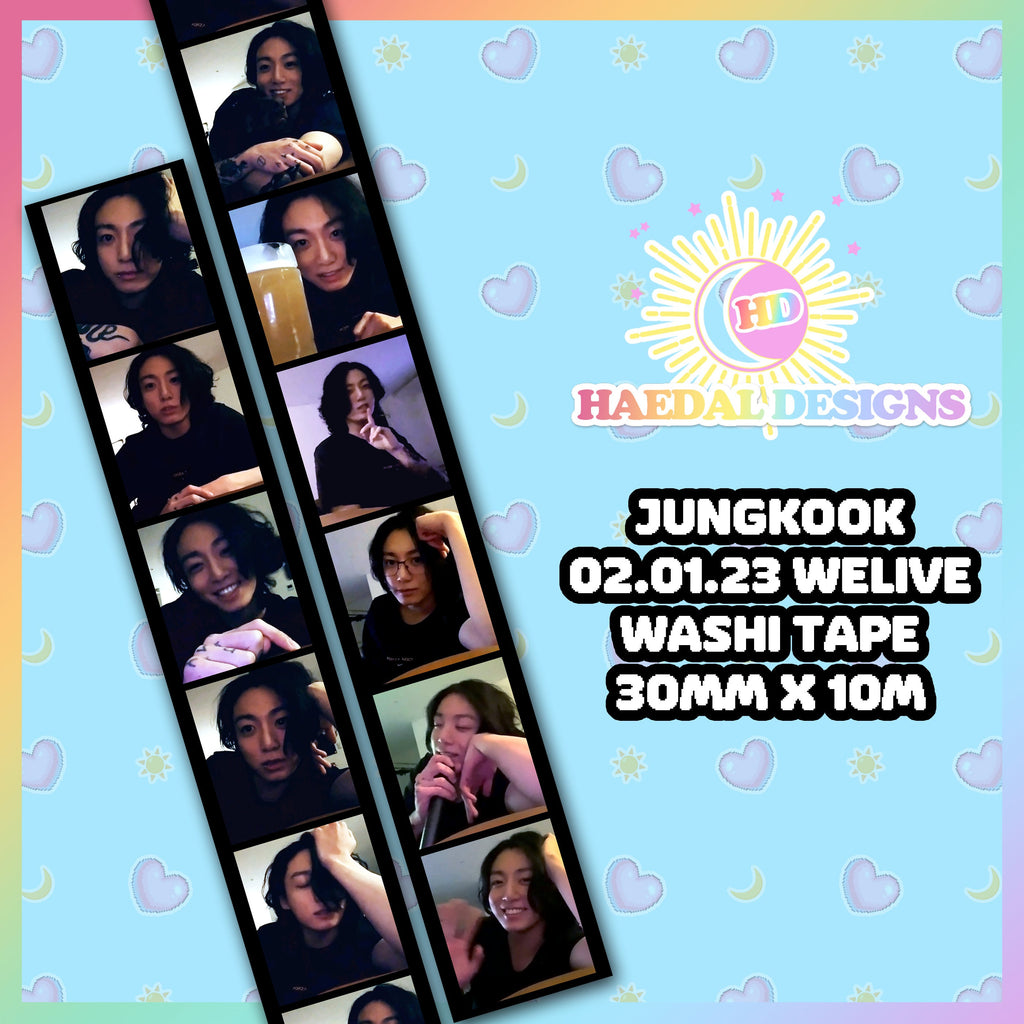 Jungkook WeLive 30mm decorative washi tape roll featuring 11 high-quality printed broadcast images. — view 9
