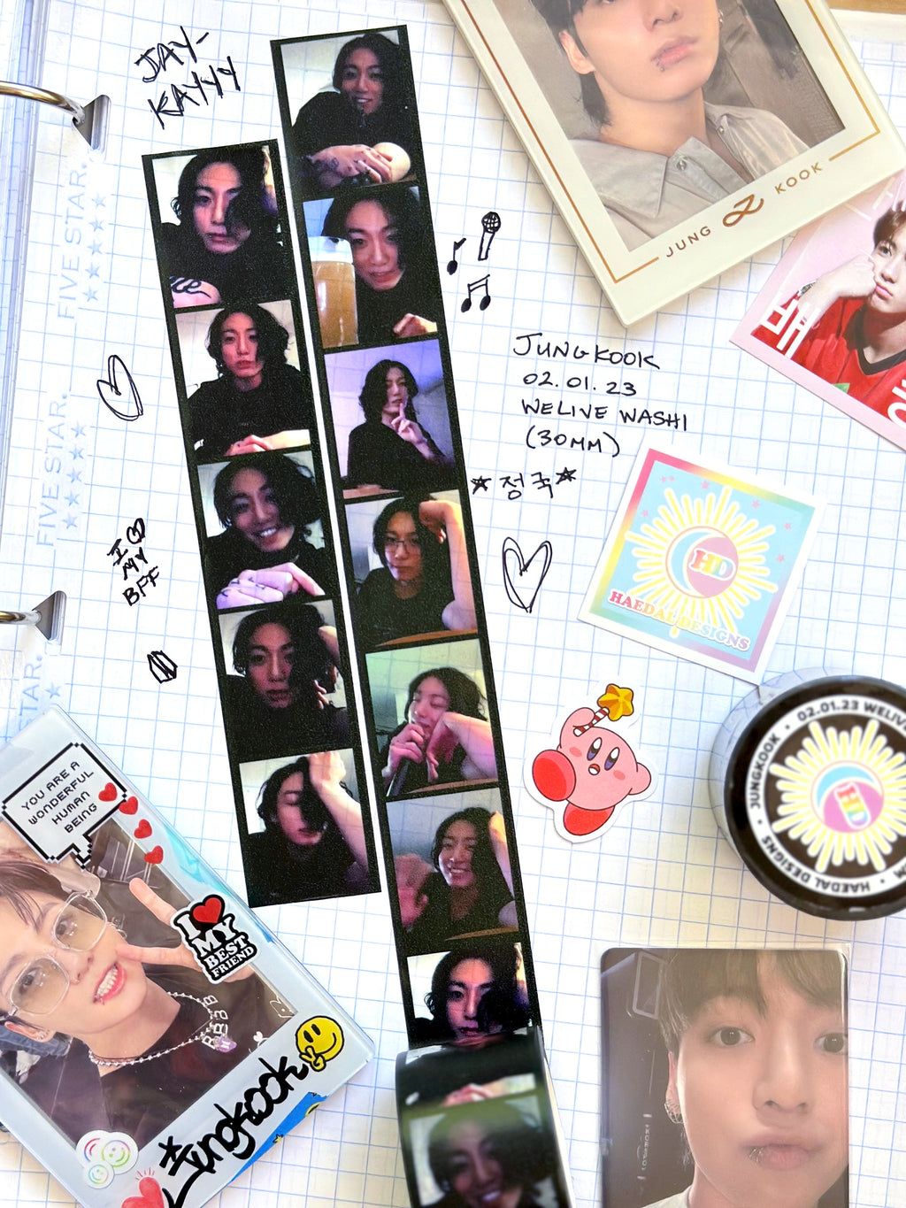 Jungkook WeLive 30mm decorative washi tape roll featuring 11 high-quality printed broadcast images. — view 7